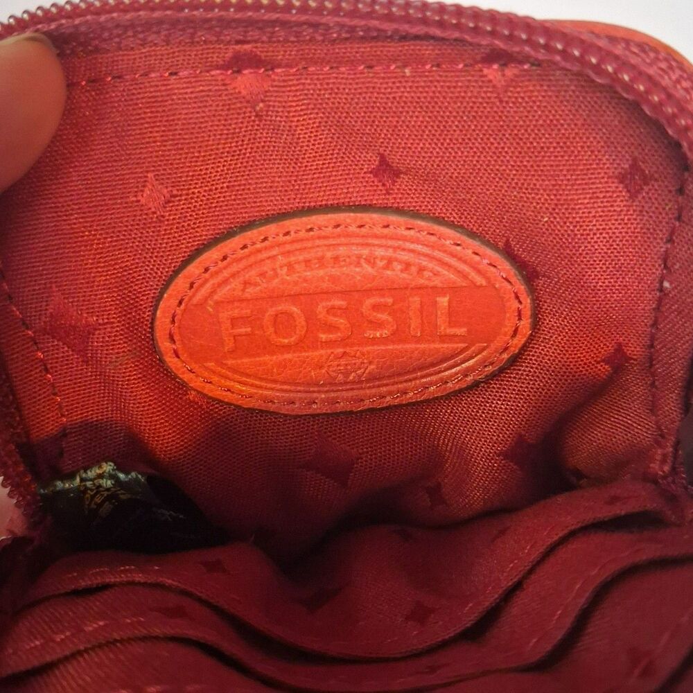 Fossil Red Cowhide Leather Swan Wristlet Coin Purse Wallet Coquette Cottagecore - Picture 9 of 13
